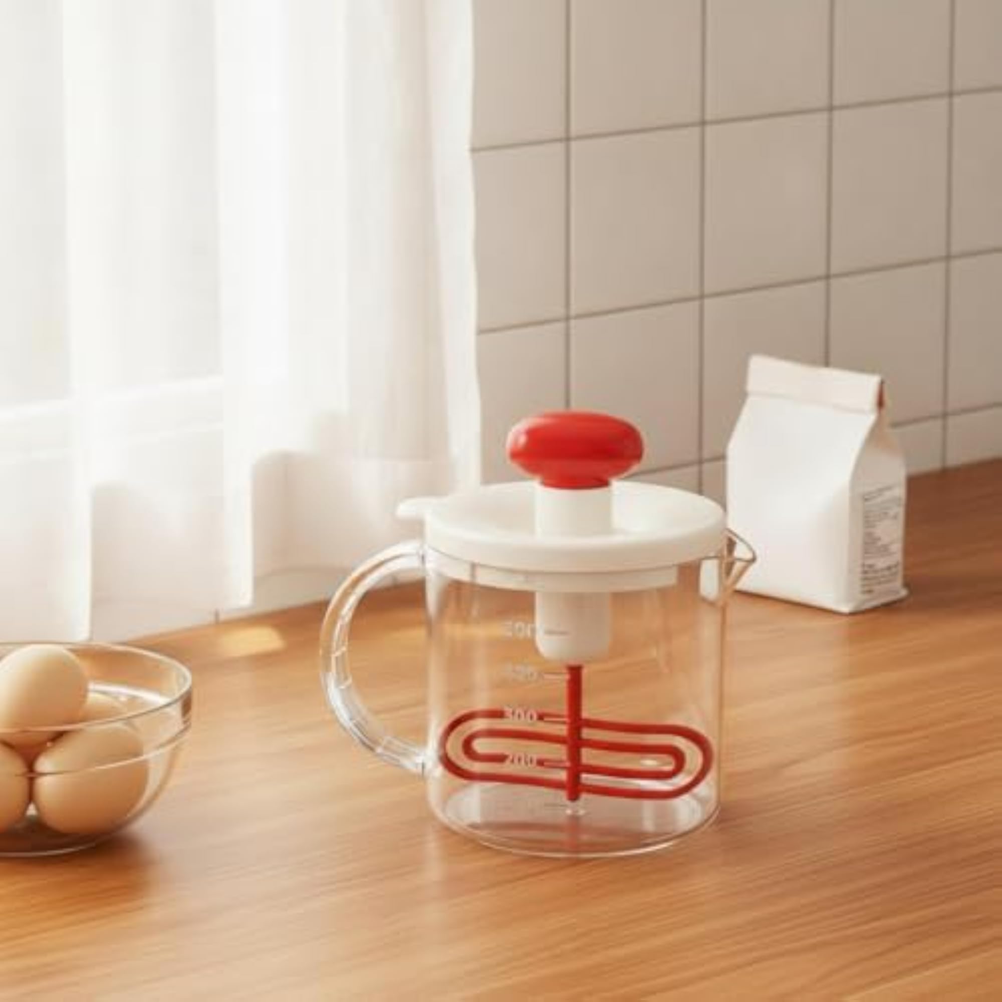 Transparent Manual Press Stirring Cup with Strainer Mesh
